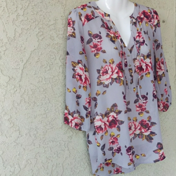 Vera Wang princess chiffon sheer floral blouse exc - Picture 4 of 8